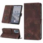 For Nokia X30 Skin-feel Embossed Leather Phone Case(Brown) - 1