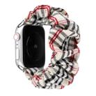 For Apple Watch Series 7 41mm / 6 & SE & 5 & 4 40mm / 3 & 2 & 1 38mm Cloth + Stainless Steel Hair Ring Watch Band(White Grid) - 1
