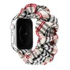 For Apple Watch Ultra 49mm / Series 8&7 45mm / SE 2&6&SE&5&4 44mm / 3&2&1 42mm Cloth + Stainless Steel Hair Ring Watch Band(White Grid) - 1