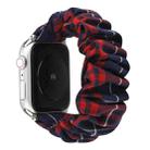 For Apple Watch Series 7 45mm / 6 & SE & 5 & 4 44mm / 3 & 2 & 1 42mm Cloth + Stainless Steel Hair Ring Watch Band(Red Blue Grid) - 1