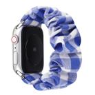 For Apple Watch Series 7 41mm / 6 & SE & 5 & 4 40mm / 3 & 2 & 1 38mm Plaid Pattern Cloth + Stainless Steel Hair Ring Watch Band(Blue) - 1