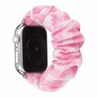 For Apple Watch Series 7 45mm / 6 & SE & 5 & 4 44mm / 3 & 2 & 1 42mm Plaid Pattern Cloth + Stainless Steel Hair Ring Watch Band(Pink) - 1