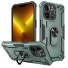 For iPhone 13 Pro Warship Armor 2 in 1 Shockproof Phone Case(Dark Green) - 1