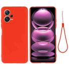 For Xiaomi Redmi Note 12 5G India / Poco X5 Pure Color Liquid Silicone Shockproof Full Coverage Phone Case(Red) - 1
