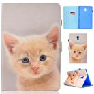 For Galaxy Tab A 10.5 T590 Painted Horizontal Flat Leather Case with Sleep Function & Card Slot & Buckle Anti-skid Strip & Bracket & Wallet(Cute Cat) - 1