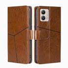 For Motorola Moto G53 5G/G13 4G/G23 4G Geometric Stitching Leather Phone Case(Light Brown) - 1