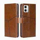 For Motorola Moto G73 5G Geometric Stitching Leather Phone Case(Light Brown) - 1