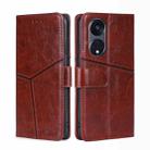 For OPPO Reno8 T 5G/A1 Pro 5G Geometric Stitching Leather Phone Case(Dark Brown) - 1
