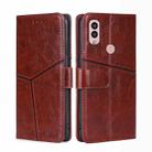 For Kyocera Android One S10 Geometric Stitching Leather Phone Case(Dark Brown) - 1