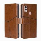 For Kyocera Android One S10 Geometric Stitching Leather Phone Case(Light Brown) - 1