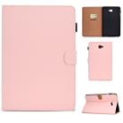 For Galaxy Tab A 10.1(2016) T580 Solid Color Tablet PC Universal Magnetic Horizontal Flip Leather Case with Card Slots & Holder(Pink) - 1