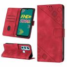 For Infinix Hot 11 Skin-feel Embossed Leather Phone Case(Red) - 1