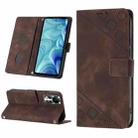 For Infinix Hot 11s NFC X6812B Skin-feel Embossed Leather Phone Case(Brown) - 1