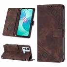 For Infinix Hot 12 Play / Hot 12 Play NFC Skin-feel Embossed Leather Phone Case(Brown) - 1