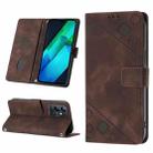 For Infinix Note 12i X6819 Skin-feel Embossed Leather Phone Case(Brown) - 1