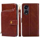 For Motorola Moto G53 5G/G13 4G/G23 4G Zipper Bag Leather Phone Case(Brown) - 1