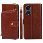 For OPPO Reno8 T 5G/A1 Pro 5G Zipper Bag Leather Phone Case(Brown) - 1