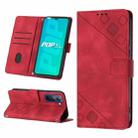 For Tecno Pop 5P Skin-feel Embossed Leather Phone Case(Red) - 1