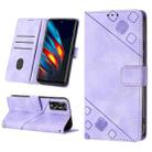 For Tecno Pova 2 Skin-feel Embossed Leather Phone Case(Light Purple) - 1