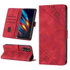 For Tecno Pova 2 Skin-feel Embossed Leather Phone Case(Red) - 1