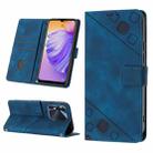 For Tecno Spark 8 Skin-feel Embossed Leather Phone Case(Blue) - 1