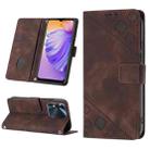 For Tecno Spark 8 Skin-feel Embossed Leather Phone Case(Brown) - 1