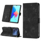 For Tecno Spark 8P Skin-feel Embossed Leather Phone Case(Black) - 1