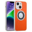 For iPhone 14 Plus Glitter Lens MagSafe Magnetic Phone Case(Orange) - 1