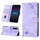 For Sony Xperia 1 IV Skin-feel Embossed Leather Phone Case(Light Purple) - 1