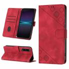 For Sony Xperia 1 IV Skin-feel Embossed Leather Phone Case(Red) - 1