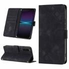 For Sony Xperia 1 IV Skin-feel Embossed Leather Phone Case(Black) - 1