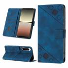 For Sony Xperia 5 IV Skin-feel Embossed Leather Phone Case(Blue) - 1