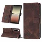 For Sony Xperia 5 IV Skin-feel Embossed Leather Phone Case(Brown) - 1