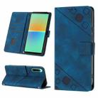 For Sony Xperia 10 IV Skin-feel Embossed Leather Phone Case(Blue) - 1