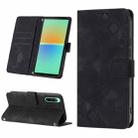For Sony Xperia 10 IV Skin-feel Embossed Leather Phone Case(Black) - 1