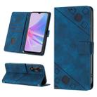 For OPPO A78 Skin-feel Embossed Leather Phone Case(Blue) - 1