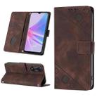 For OPPO A78 Skin-feel Embossed Leather Phone Case(Brown) - 1