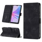 For OPPO A78 Skin-feel Embossed Leather Phone Case(Black) - 1