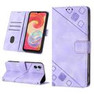 For Samsung Galaxy A04e / F04 / M04 Skin-feel Embossed Leather Phone Case(Light Purple) - 1