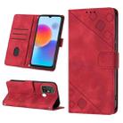 For ZTE Blade A52 Skin-feel Embossed Leather Phone Case(Red) - 1