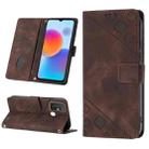 For ZTE Blade A52 Skin-feel Embossed Leather Phone Case(Brown) - 1