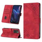 For ZTE Blade A72 Skin-feel Embossed Leather Phone Case(Red) - 1