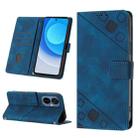For Tecno Camon 19 Neo Skin-feel Embossed Leather Phone Case(Blue) - 1