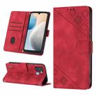 For Tecno Pop 6 Skin-feel Embossed Leather Phone Case(Red) - 1