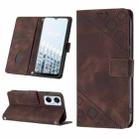 For Tecno Pop 6 Pro Skin-feel Embossed Leather Phone Case(Brown) - 1