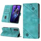 For Tecno Pova 3 LE7 Skin-feel Embossed Leather Phone Case(Green) - 1