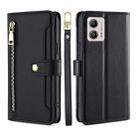 For Motorola Moto G53 5G/G13 4G/G23 4G Sheep Texture Cross-body Zipper Wallet Leather Phone Case(Black) - 1
