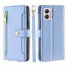 For Motorola Moto G53 5G/G13 4G/G23 4G Sheep Texture Cross-body Zipper Wallet Leather Phone Case(Blue) - 1