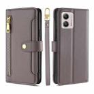 For Motorola Moto G53 5G/G13 4G/G23 4G Sheep Texture Cross-body Zipper Wallet Leather Phone Case(Grey) - 1