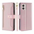 For Motorola Moto G53 5G/G13 4G/G23 4G Sheep Texture Cross-body Zipper Wallet Leather Phone Case(Pink) - 1